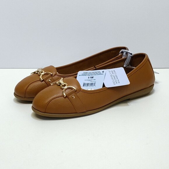 Aerosoles Big Ben Buckle Ballet Flats 11W Cognac Faux Leather Diamond Flex Sole - Picture 1 of 11